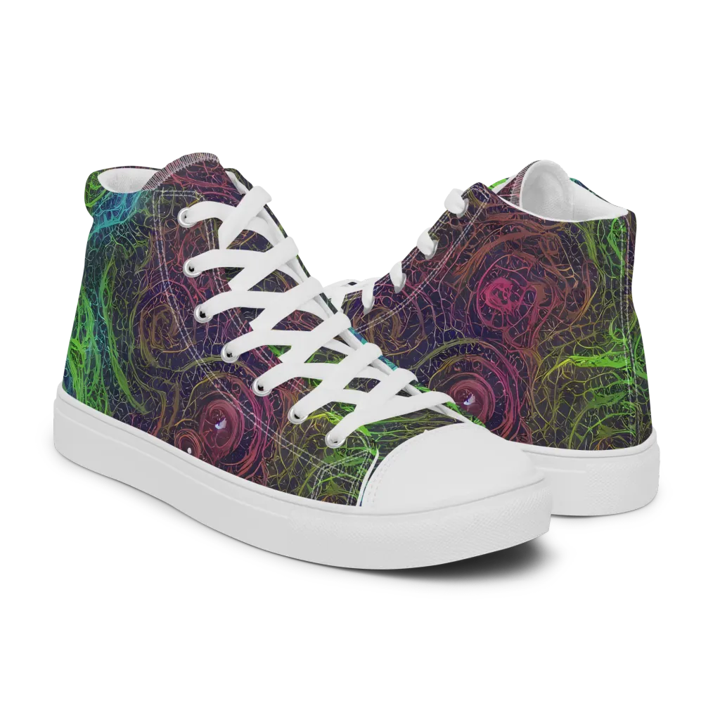 Chromatic Tangled on Women's High Top Canvas Shoes — Right