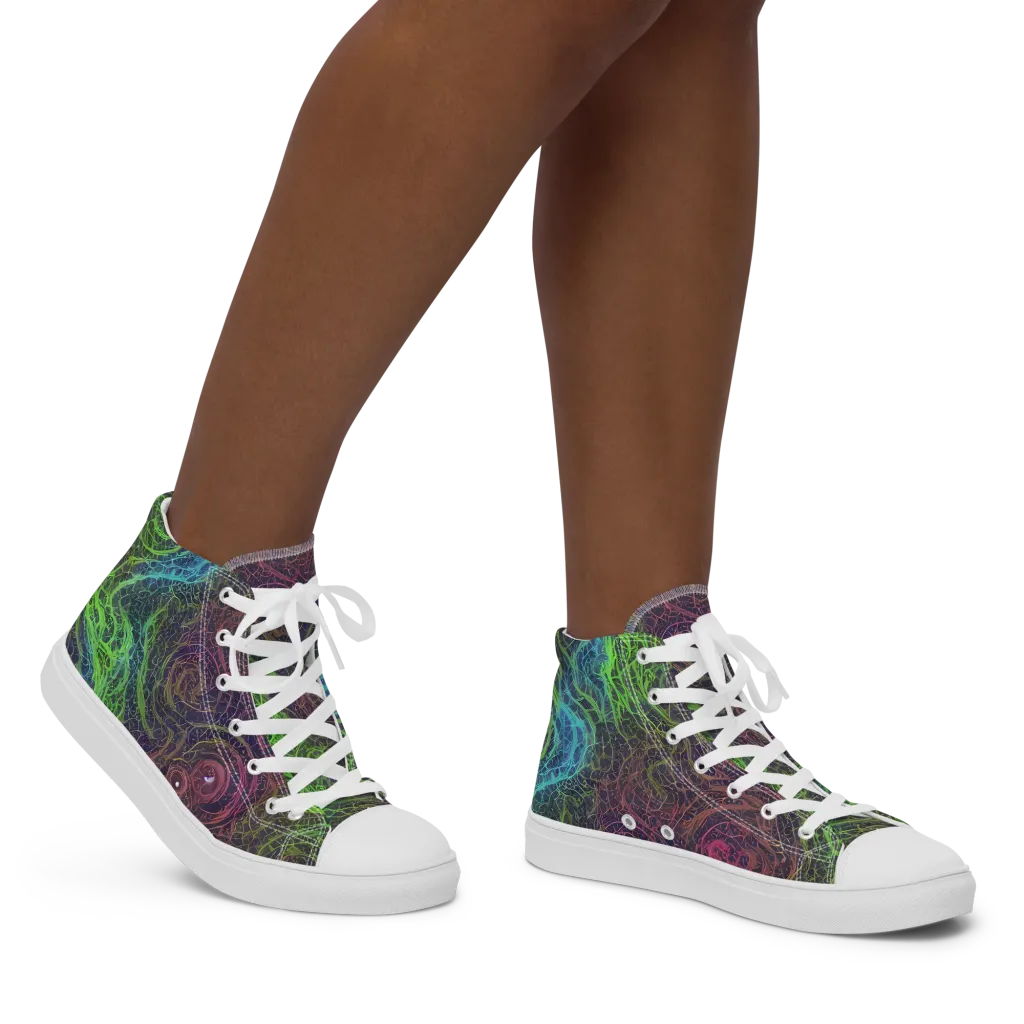 Chromatic Tangled on Women's High Top Canvas Shoes — Right