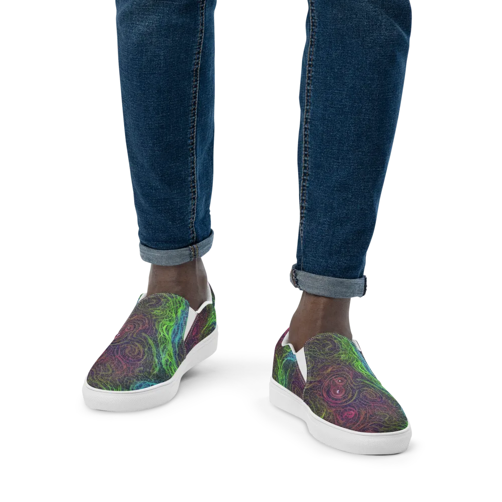 Chromatic Tangled on Men's Slip-On Canvas Shoes — Front