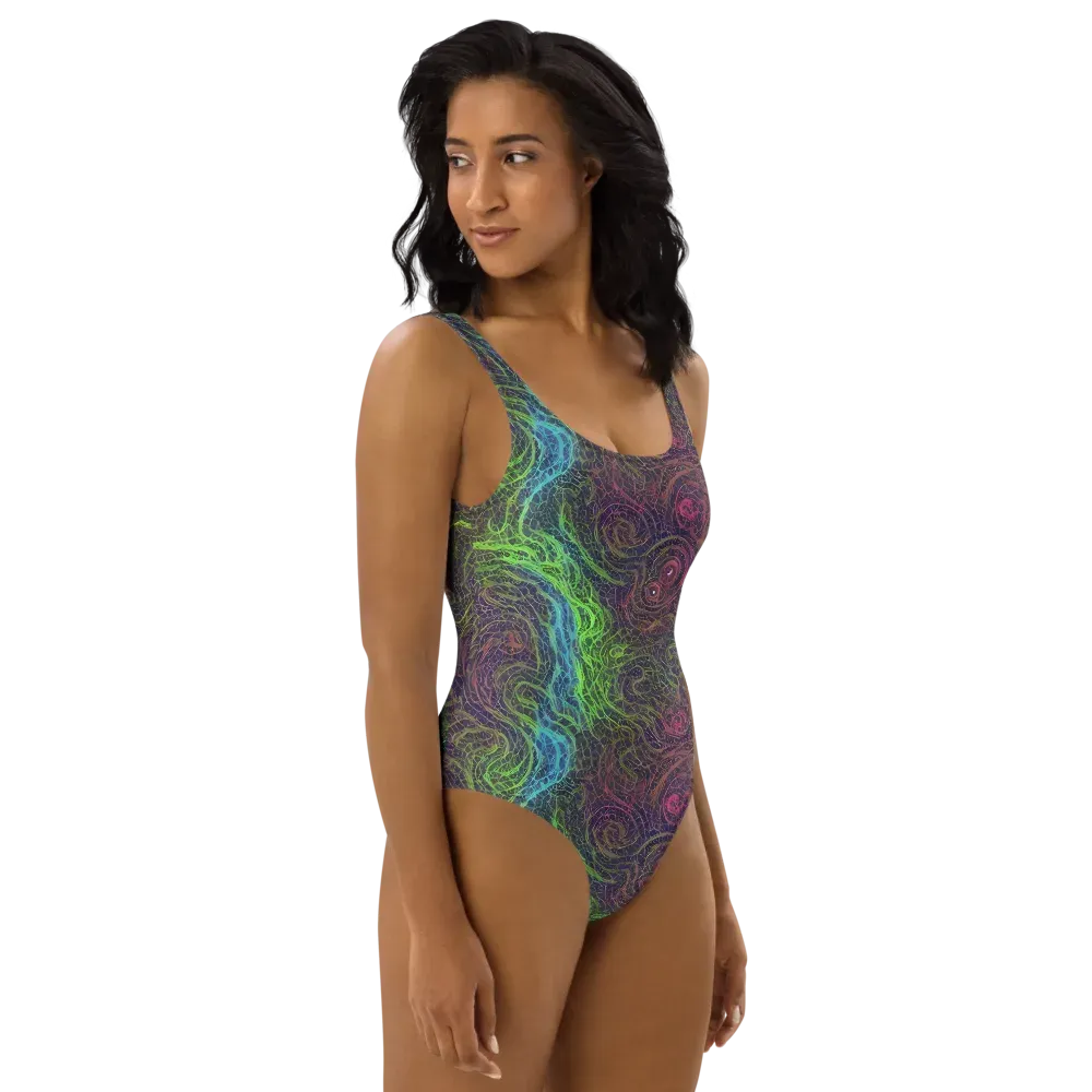 Chromatic Tangled on One-Piece Swimsuit — Right