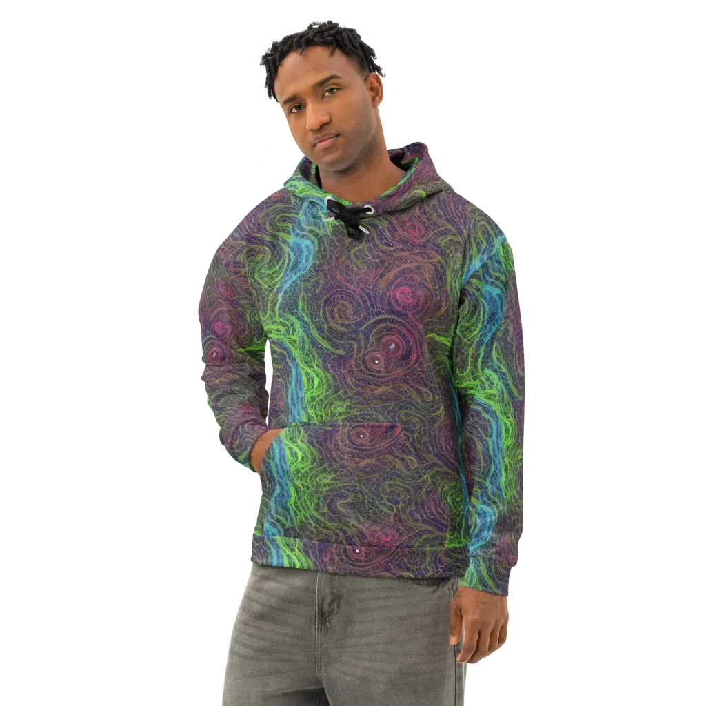 Chromatic Tangled on Cotton Hoodie — Left Front