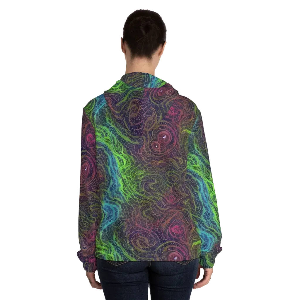 Chromatic Tangled on Women's Full-Zip Hoodie — Back On Person