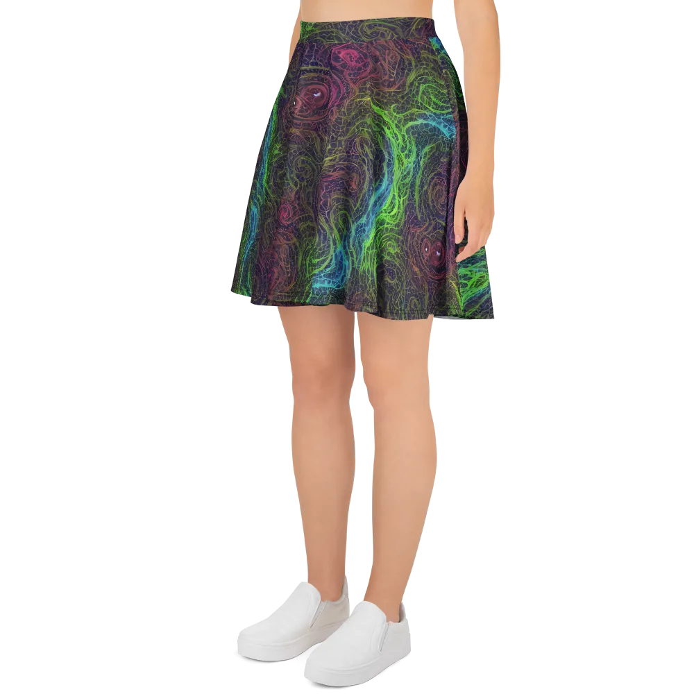 Chromatic Tangled on Skater Skirt — Left