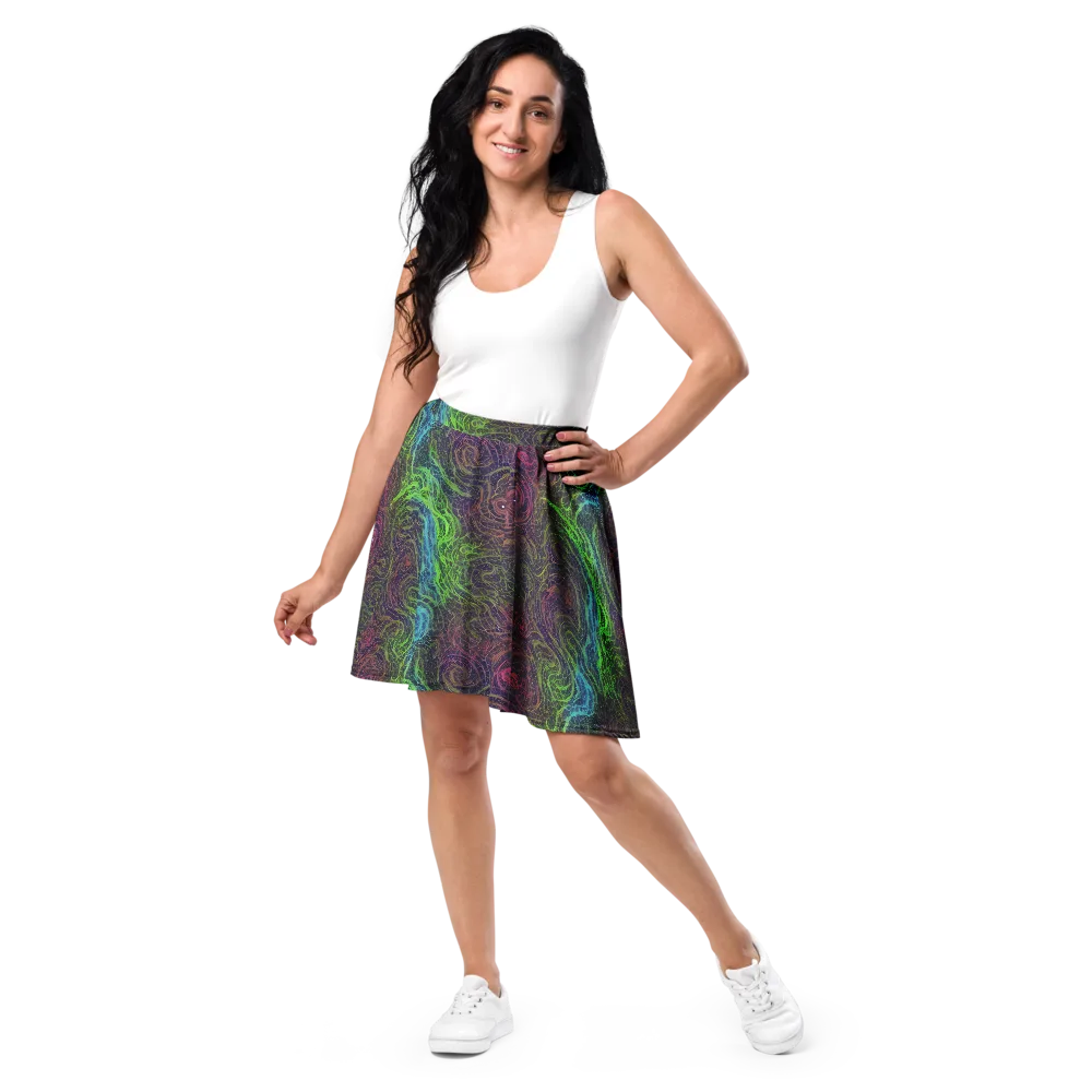Chromatic Tangled on Skater Skirt — Front