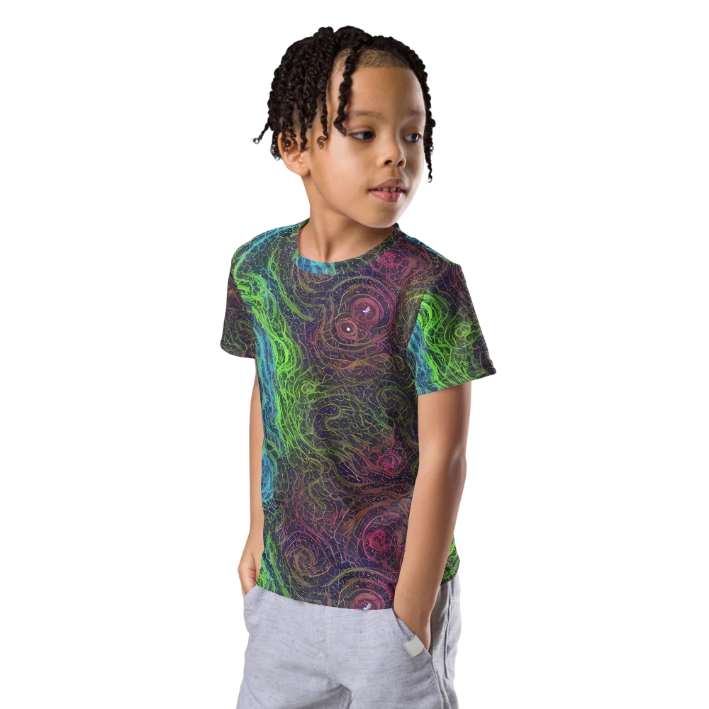 Chromatic Tangled on Kids Crew Neck T-Shirt — Left Front