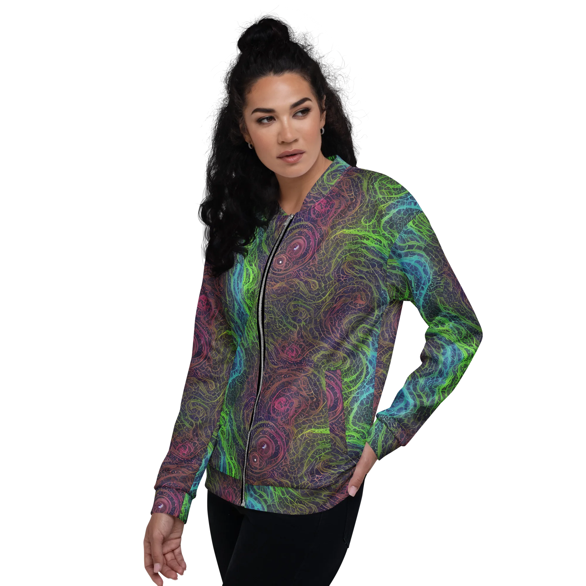 Chromatic Tangled on Bomber Jacket — Left