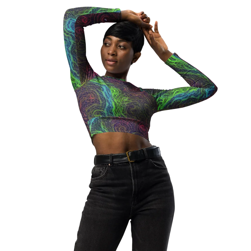 Chromatic Tangled on Long Sleeve Crop Top — Front