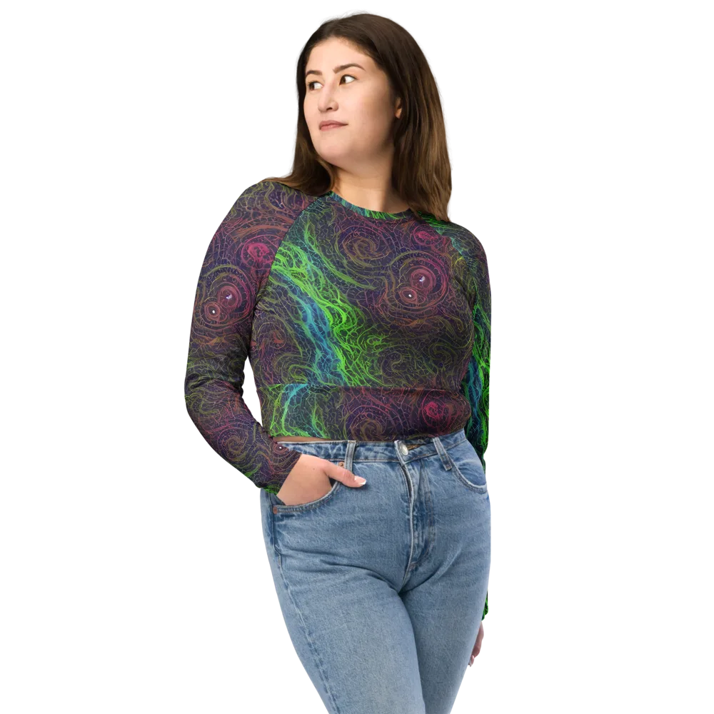 Chromatic Tangled on Long Sleeve Crop Top — Front