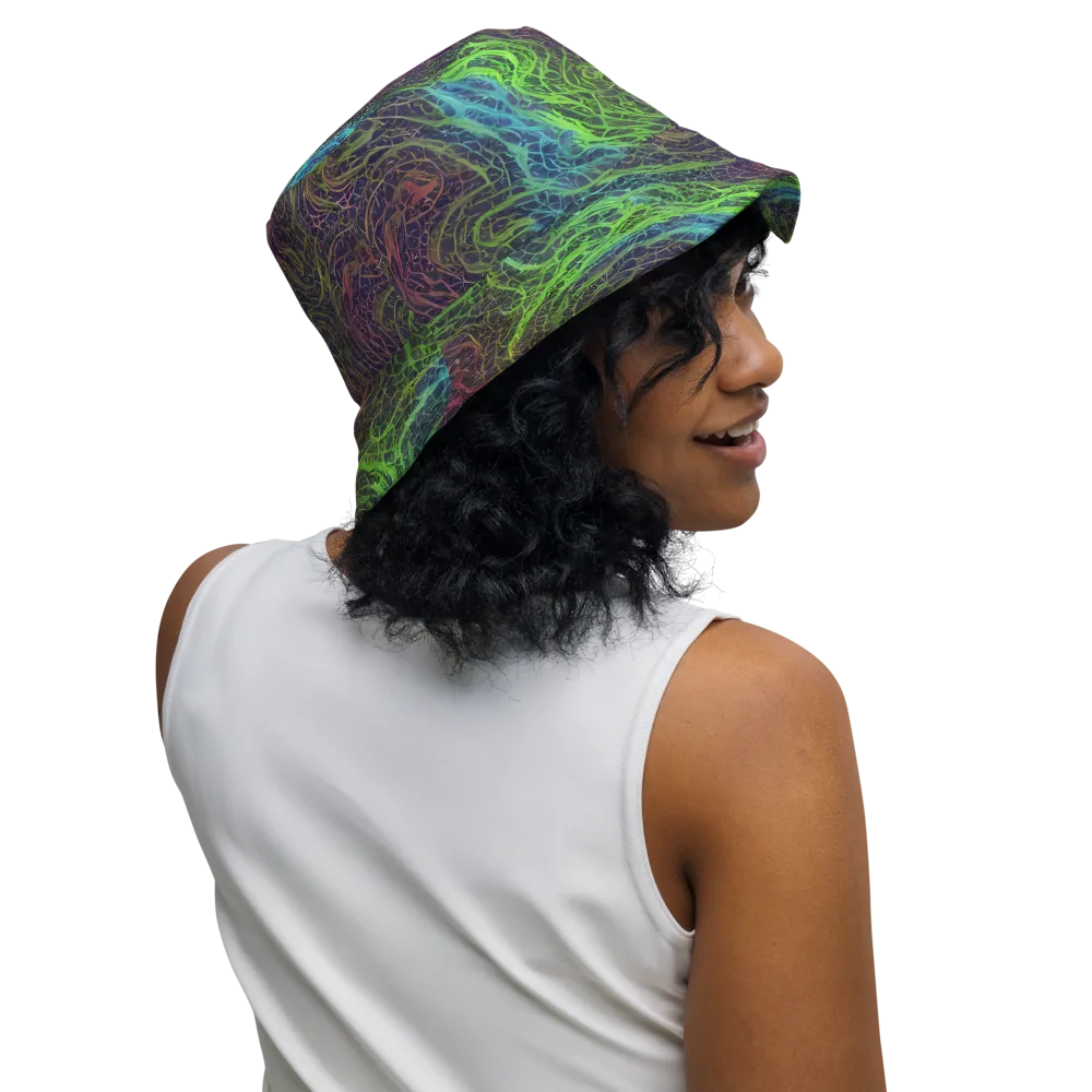 Chromatic Tangled on Reversible Bucket Hat — Right Outside