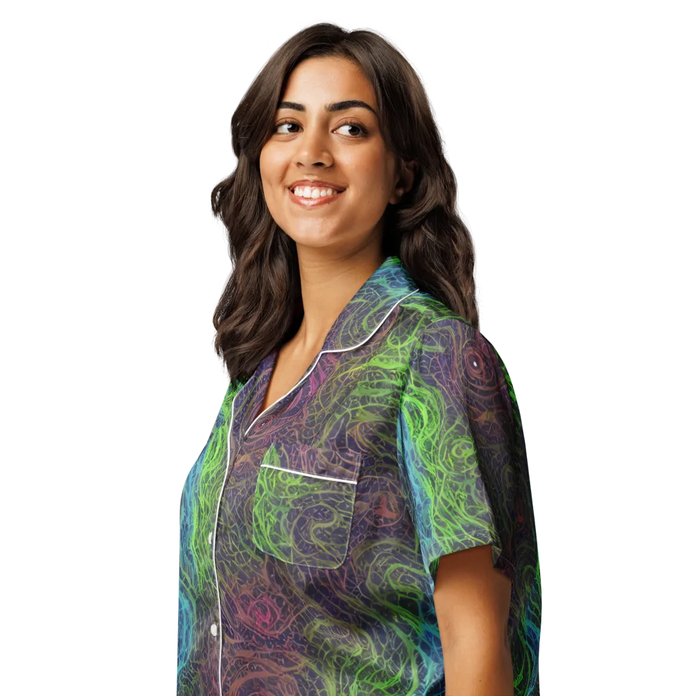Chromatic Tangled on Women's Short Sleeve Pajama Top — Left Front