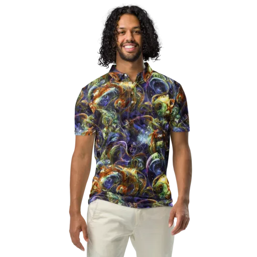 Molten Midnight on a Men's Slim Fit Polo Shirt