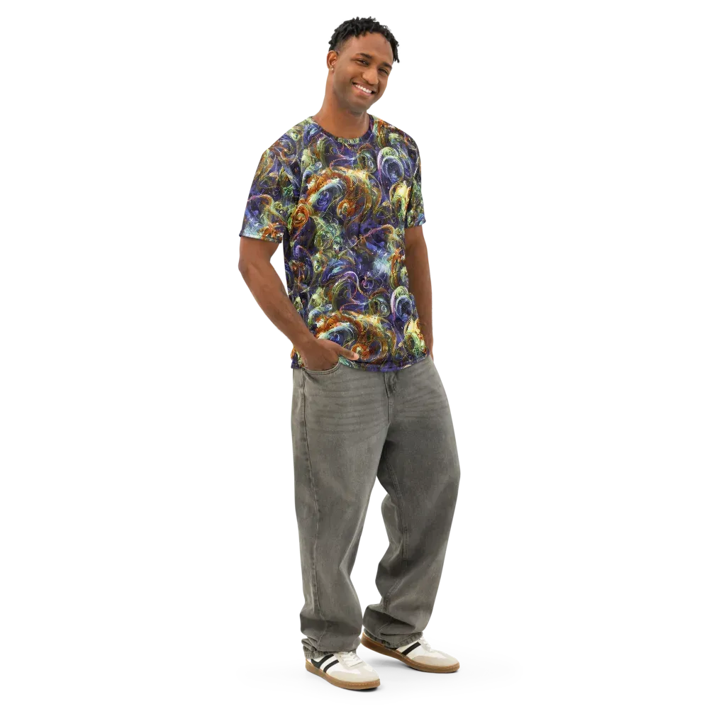 Molten Midnight on Men's Cotton Crew Neck T-Shirt — Right Front