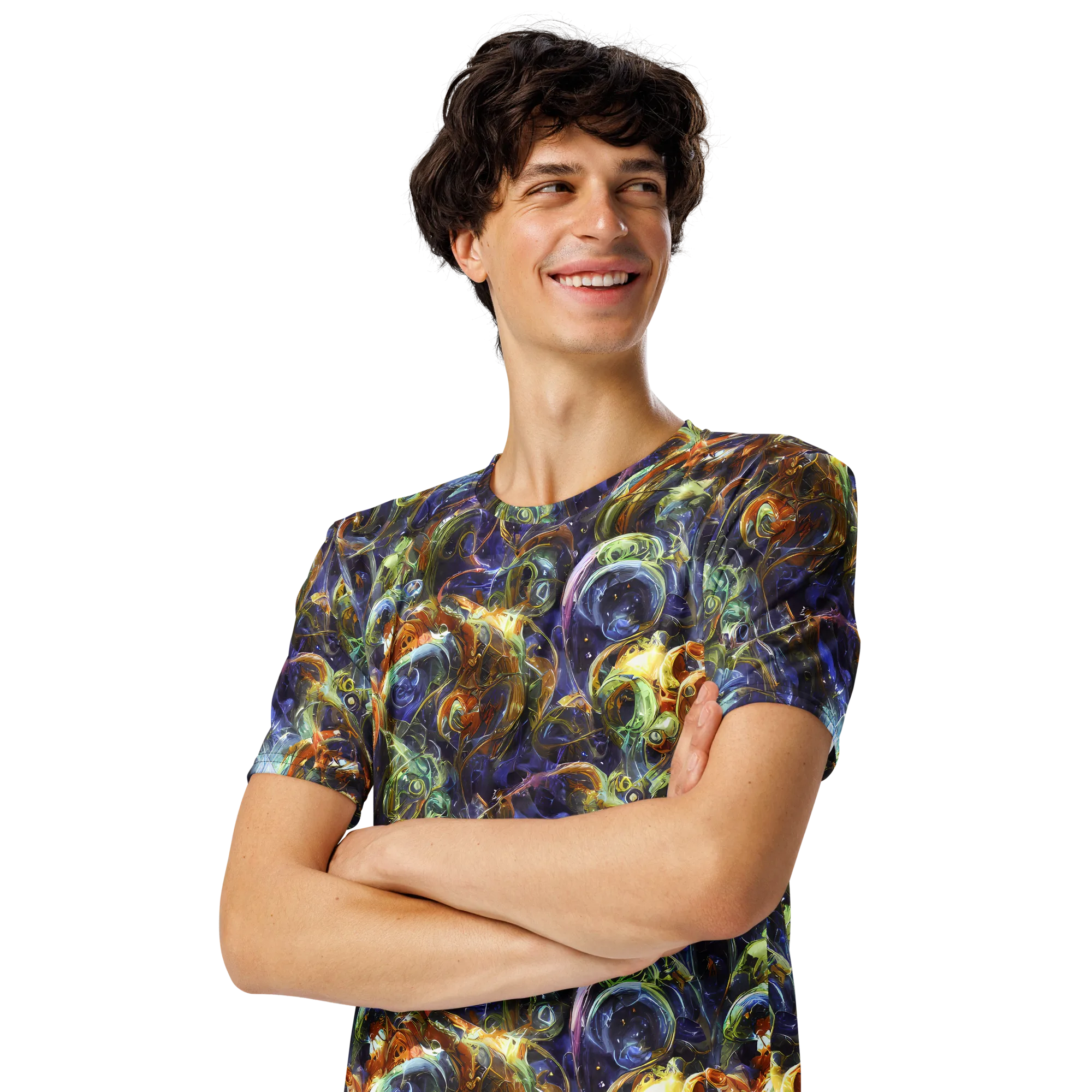 Molten Midnight on Men's Crew Neck T-Shirt — Left Front