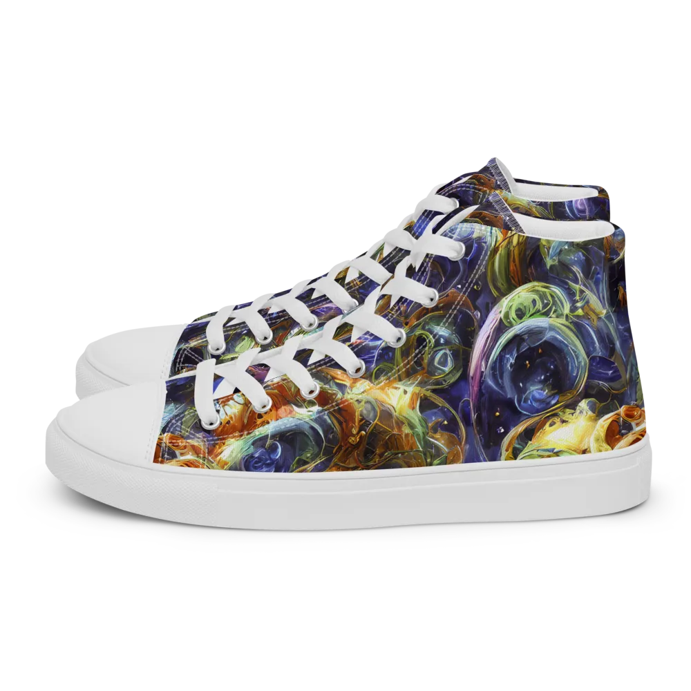 Molten Midnight on Men's High Top Canvas Shoes — Left