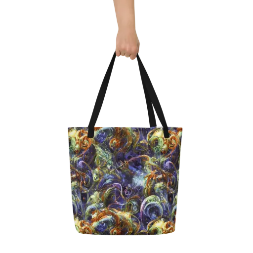Molten Midnight on a Large Tote Bag W/ Pocket
