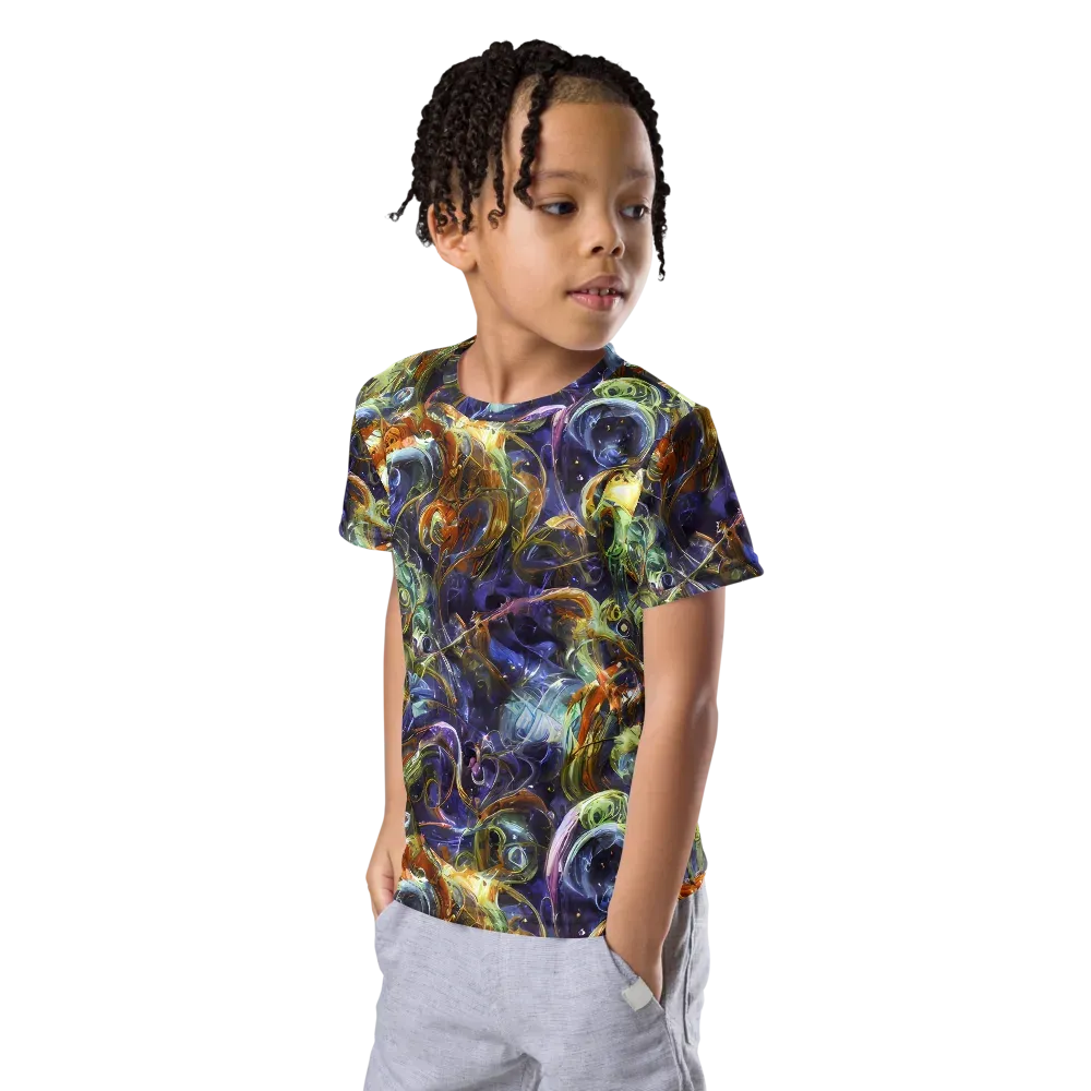 Molten Midnight on Kids Crew Neck T-Shirt — Left Front