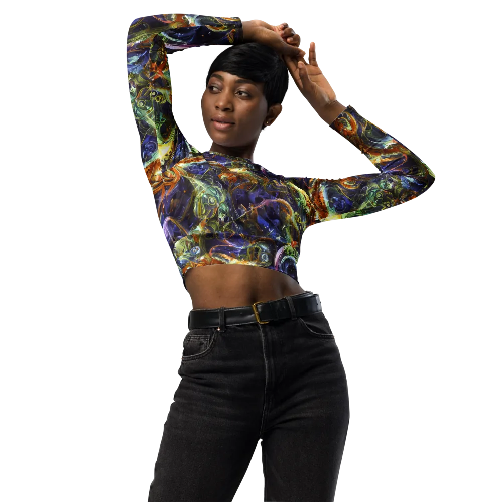 Molten Midnight on Long Sleeve Crop Top — Front