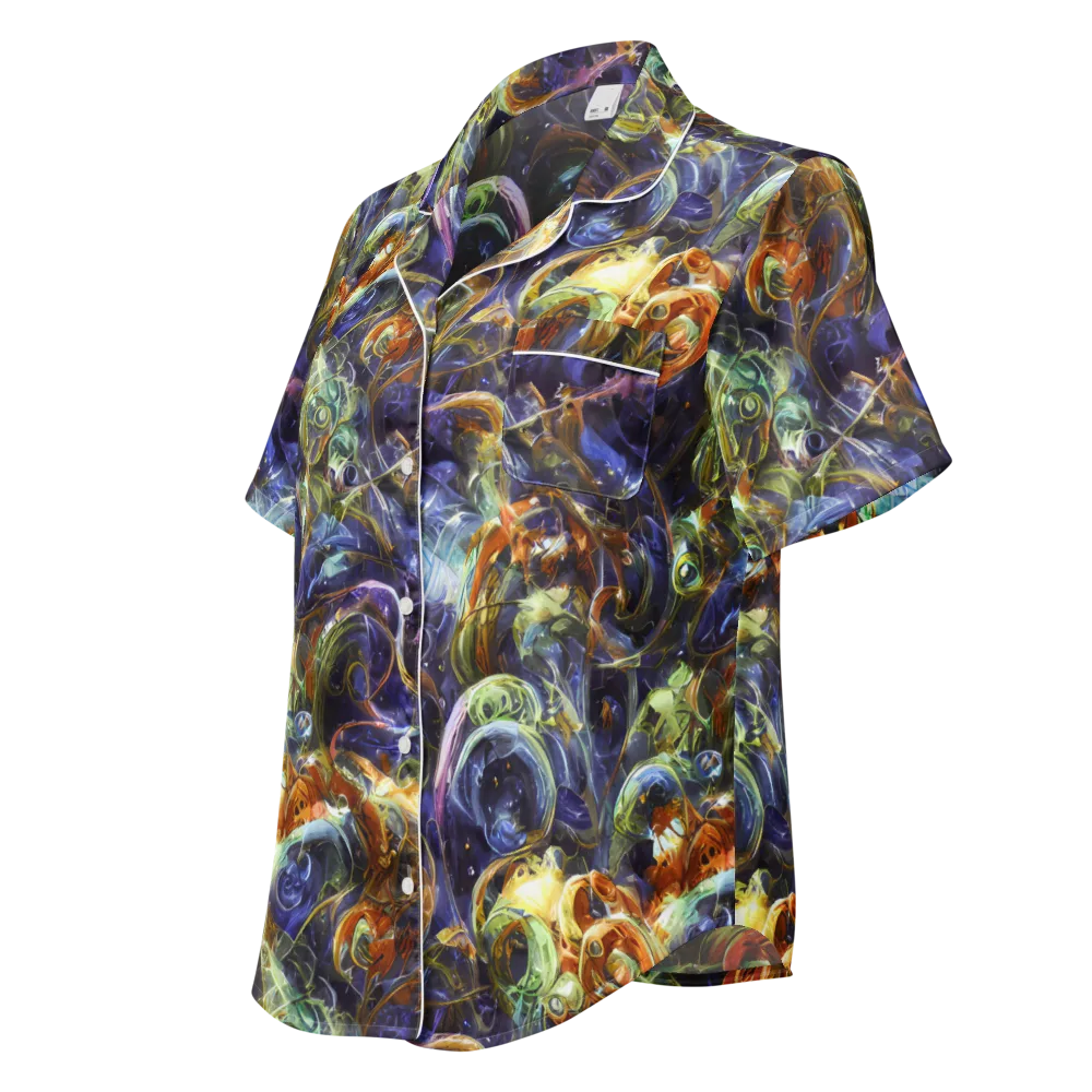 Molten Midnight on Women's Short Sleeve Pajama Top — Left Front