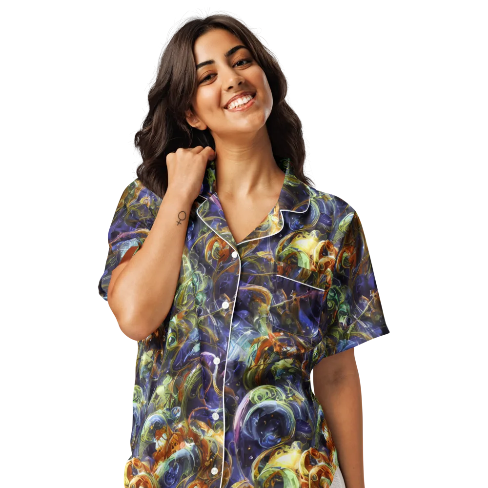 Molten Midnight on Women's Short Sleeve Pajama Top — Front