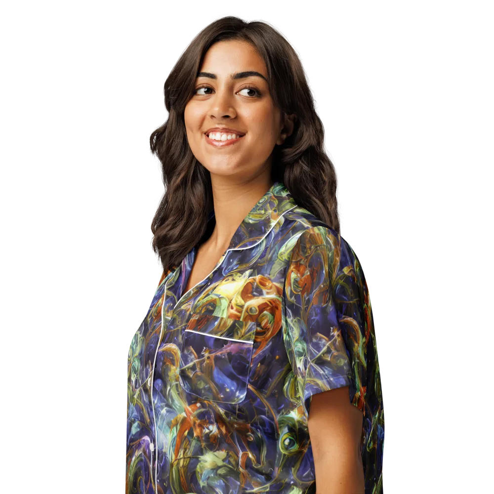 Molten Midnight on Women's Short Sleeve Pajama Top — Left Front