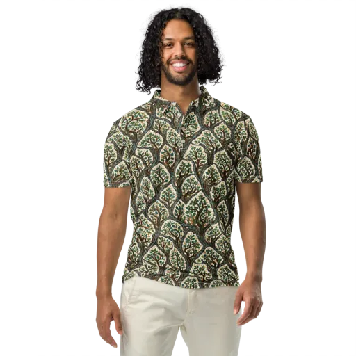Verdant Filigree on a Men's Slim Fit Polo Shirt