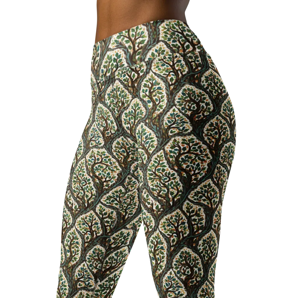 Verdant Filigree on Yoga Leggings — Left Front