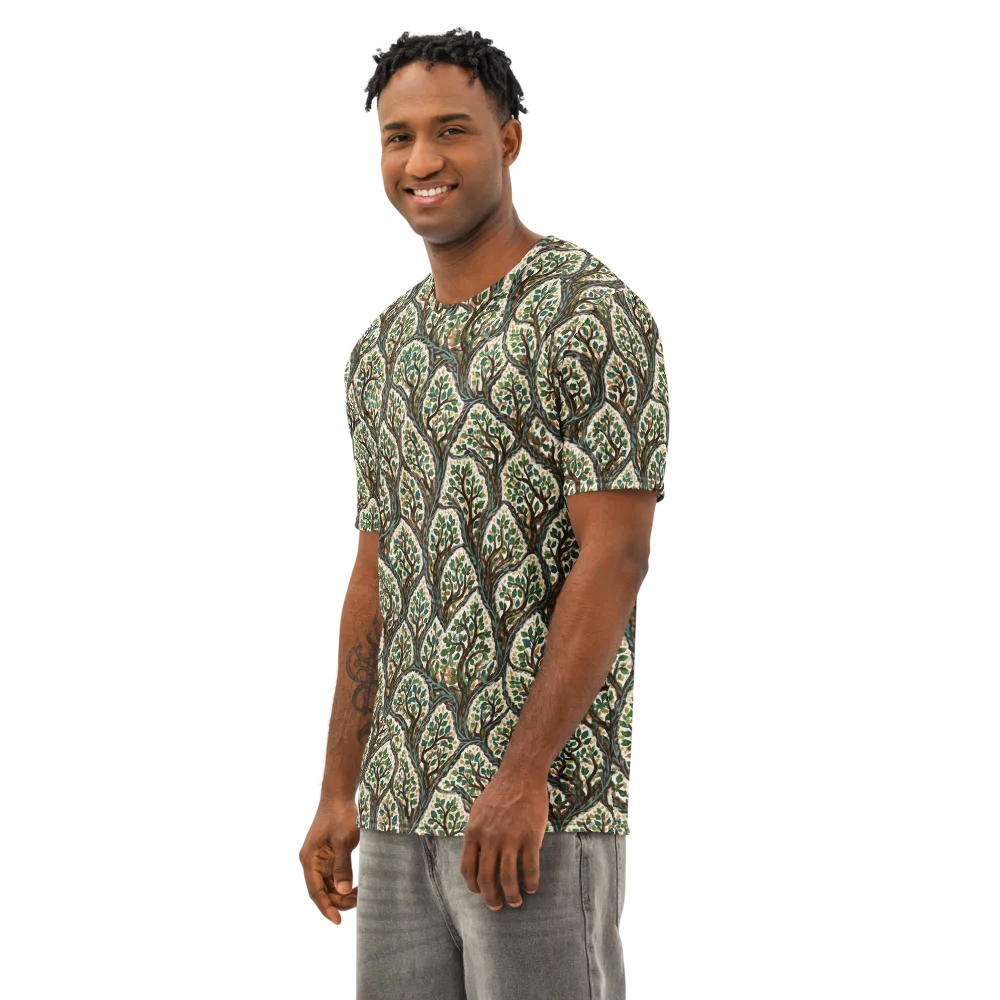 Verdant Filigree on Men's Cotton Crew Neck T-Shirt — Left Front