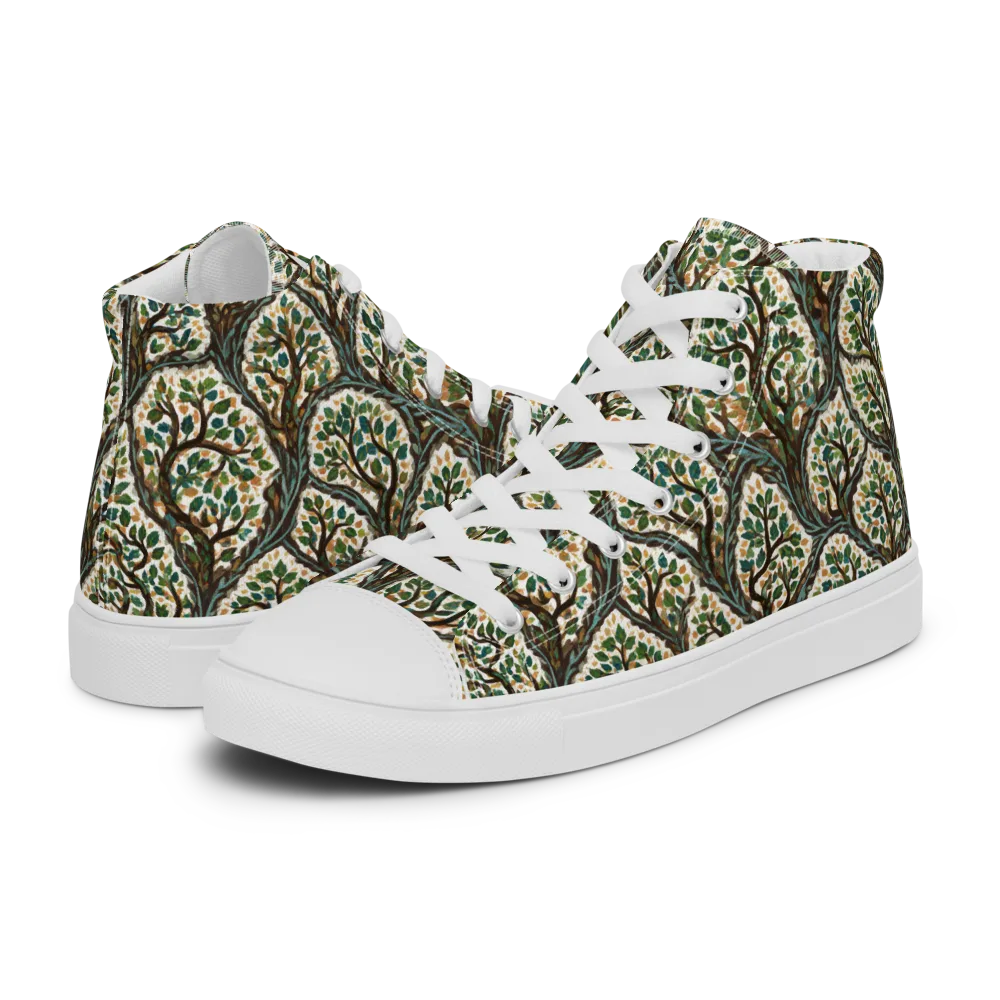 Verdant Filigree on Men's High Top Canvas Shoes — Left