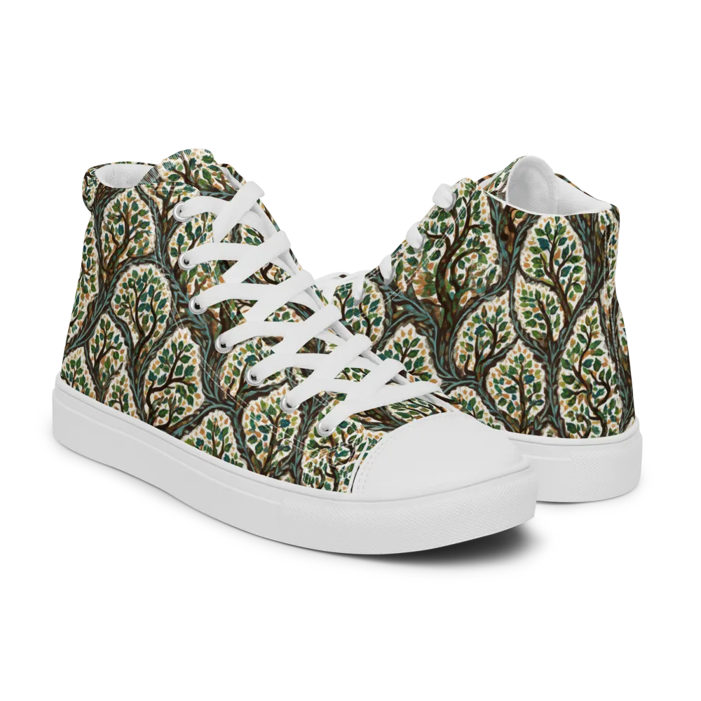 Verdant Filigree on Men's High Top Canvas Shoes — Right