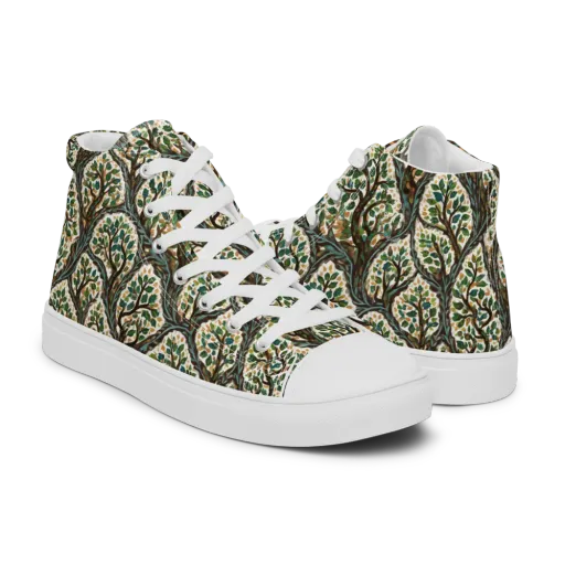 Verdant Filigree on a Men's High Top Canvas Shoes