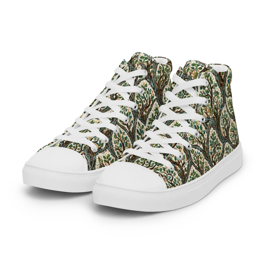 Verdant Filigree on Women's High Top Canvas Shoes — Left Front