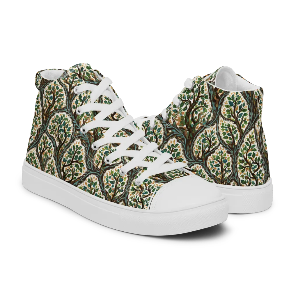 Verdant Filigree on Women's High Top Canvas Shoes — Right