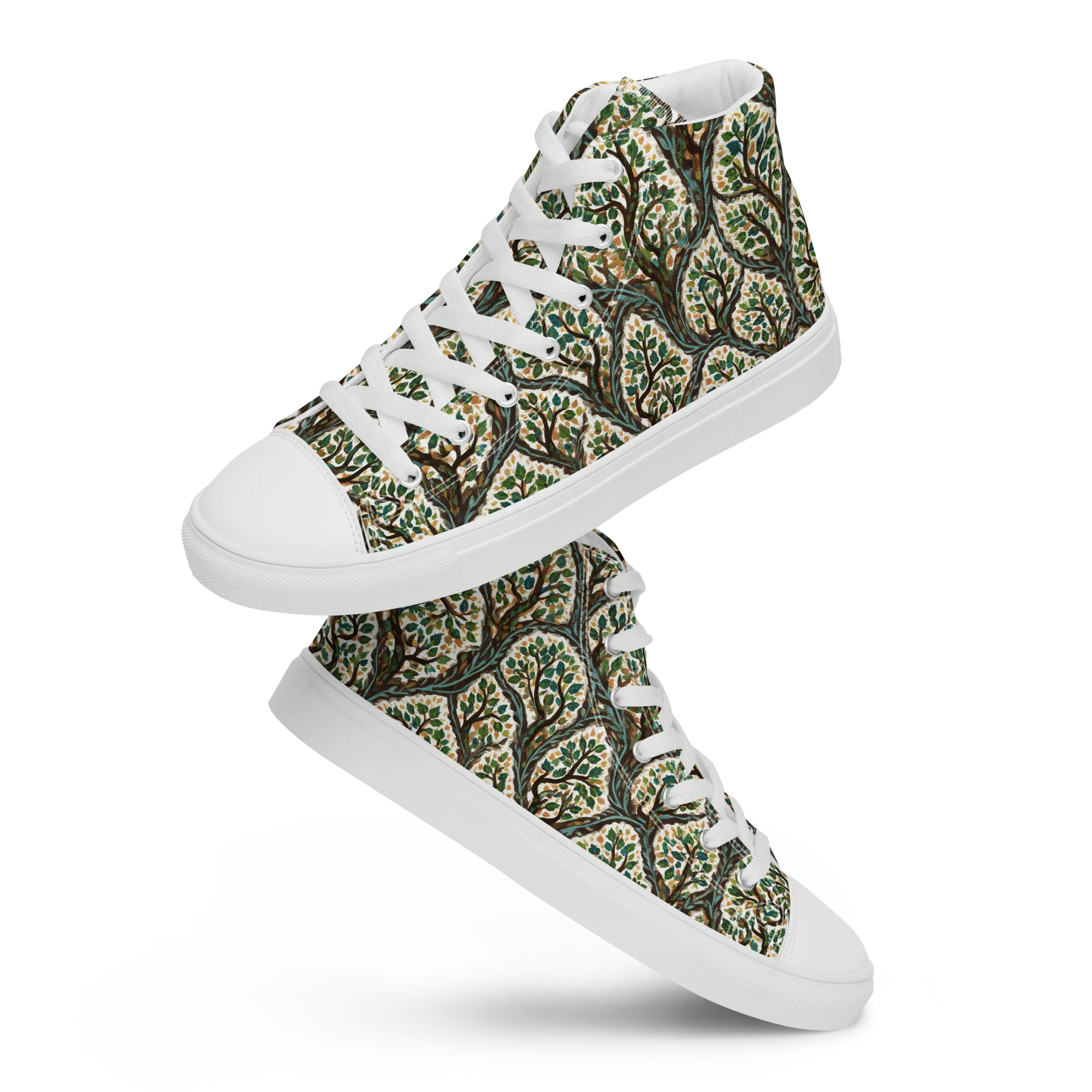 Verdant Filigree on Women's High Top Canvas Shoes — Front