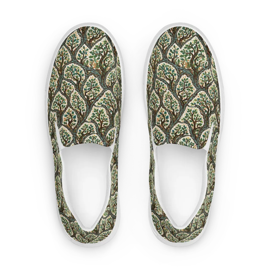 Verdant Filigree on Men's Slip-On Canvas Shoes — Front