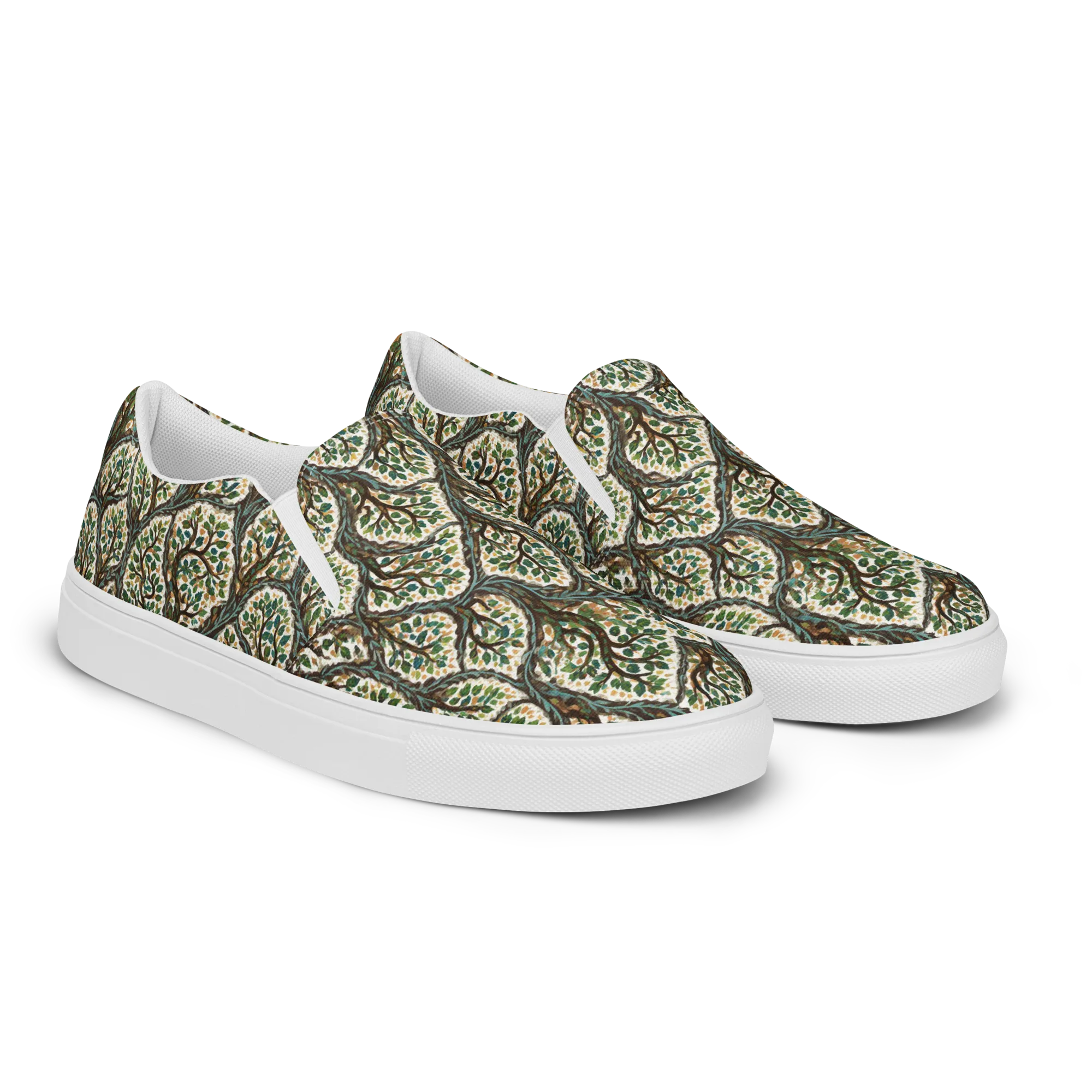 Verdant Filigree on Men's Slip-On Canvas Shoes — Right Front