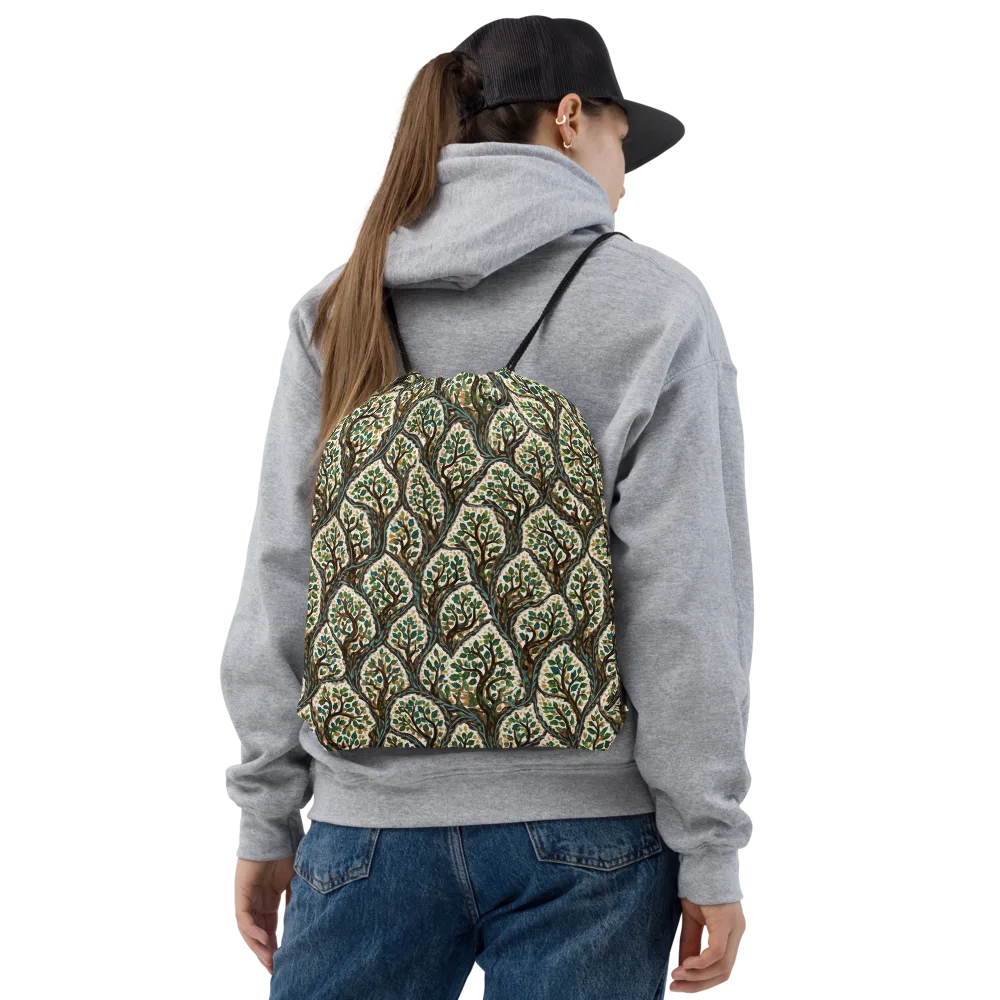 Verdant Filigree on Drawstring Bag — Front