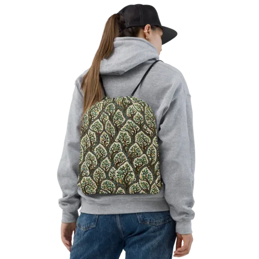 Verdant Filigree on a Drawstring Bag