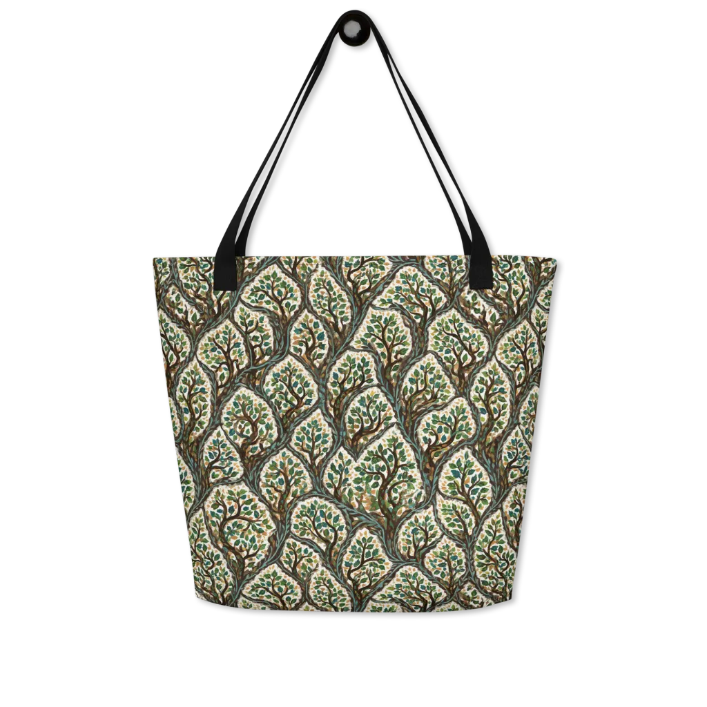 Verdant Filigree on Large Tote Bag W/ Pocket — Front