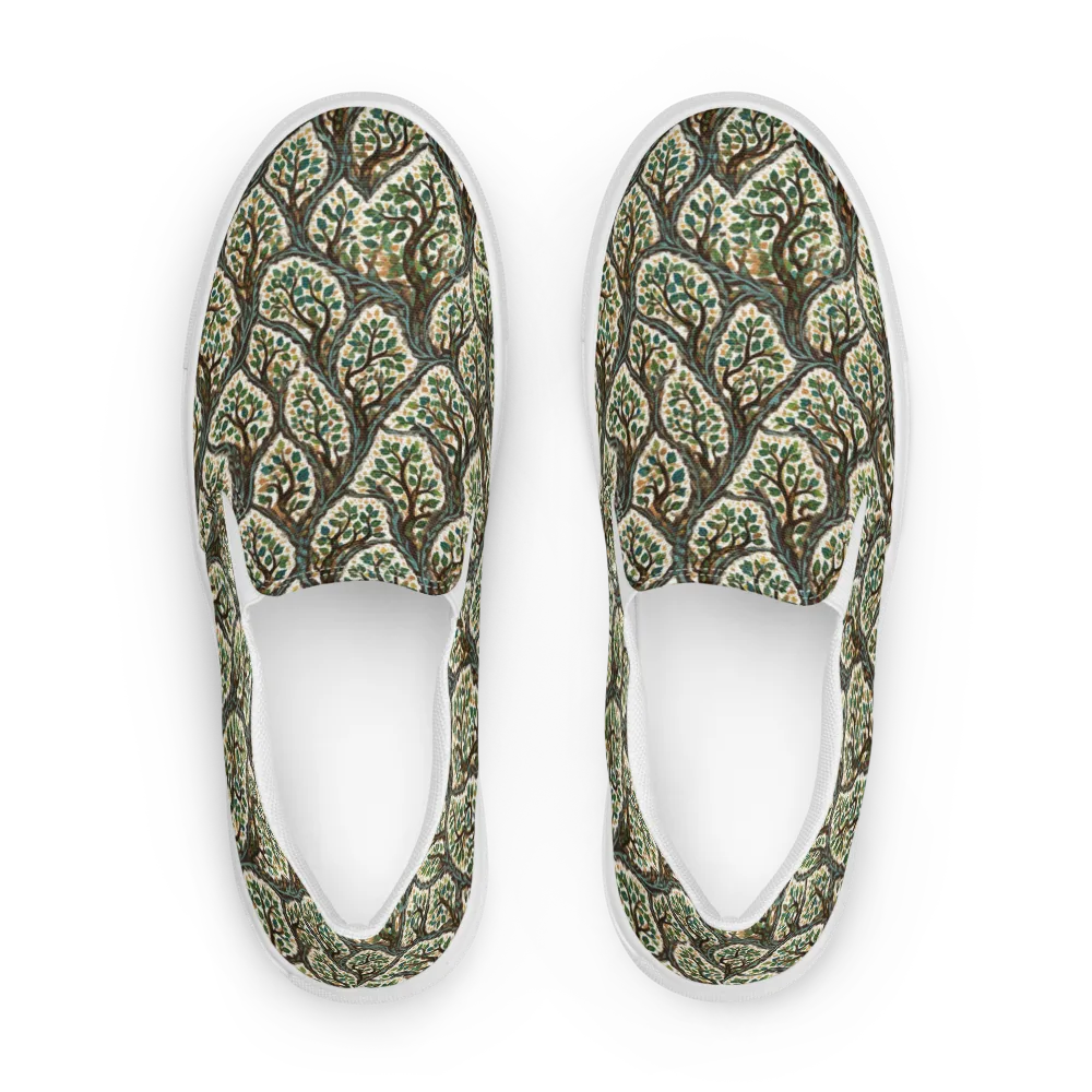 Verdant Filigree on Women's Slip-On Canvas Shoes — Front