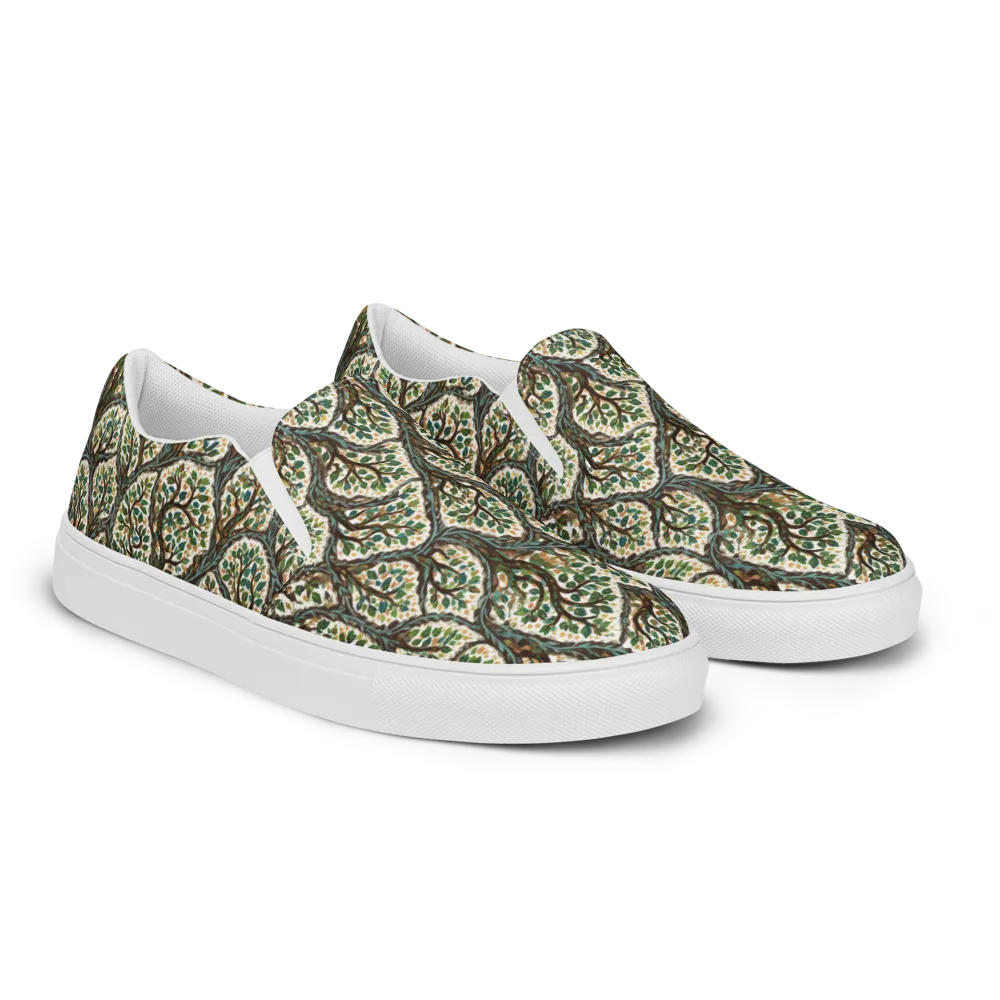 Verdant Filigree on Women's Slip-On Canvas Shoes — Right Front