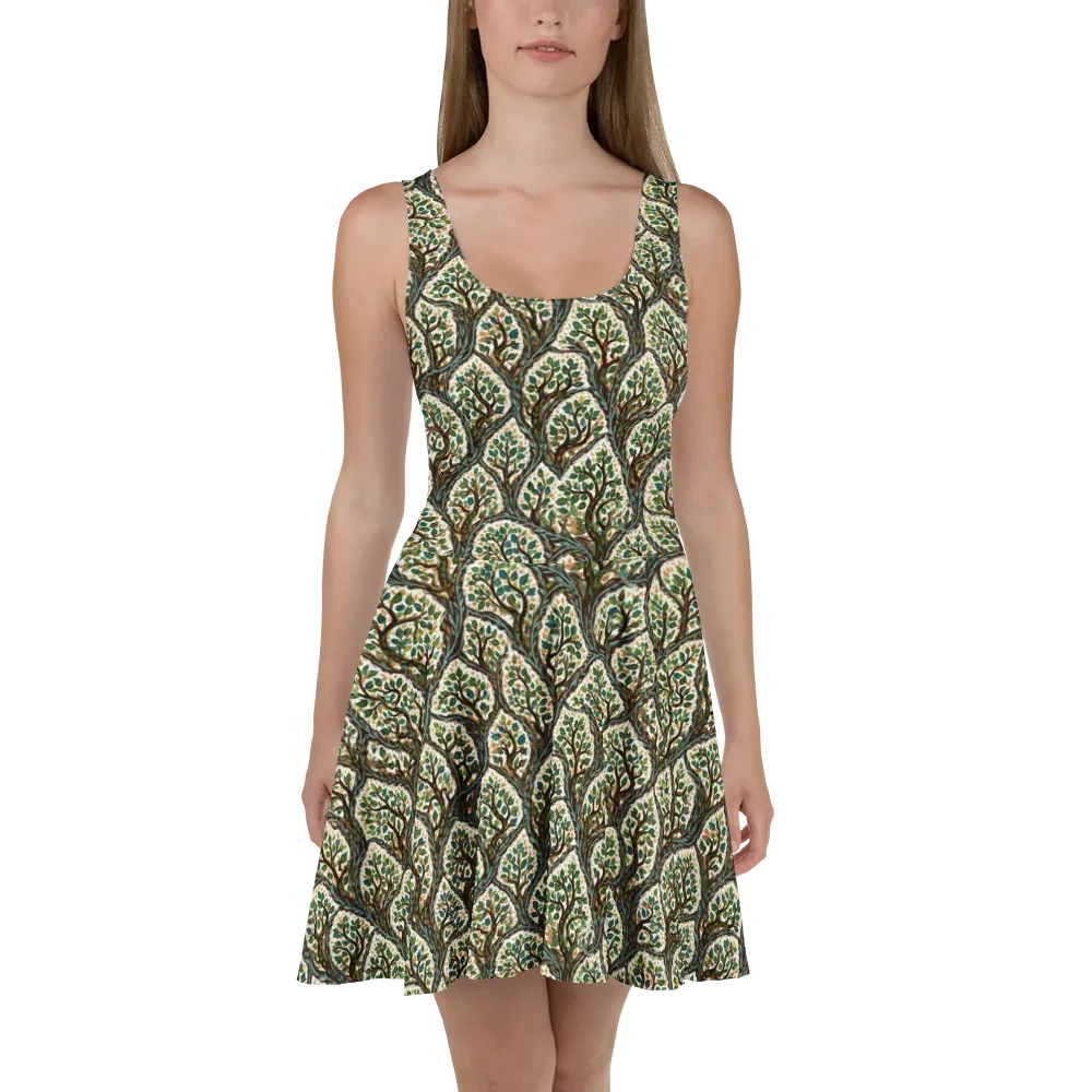 Verdant Filigree on Skater Dress — Front
