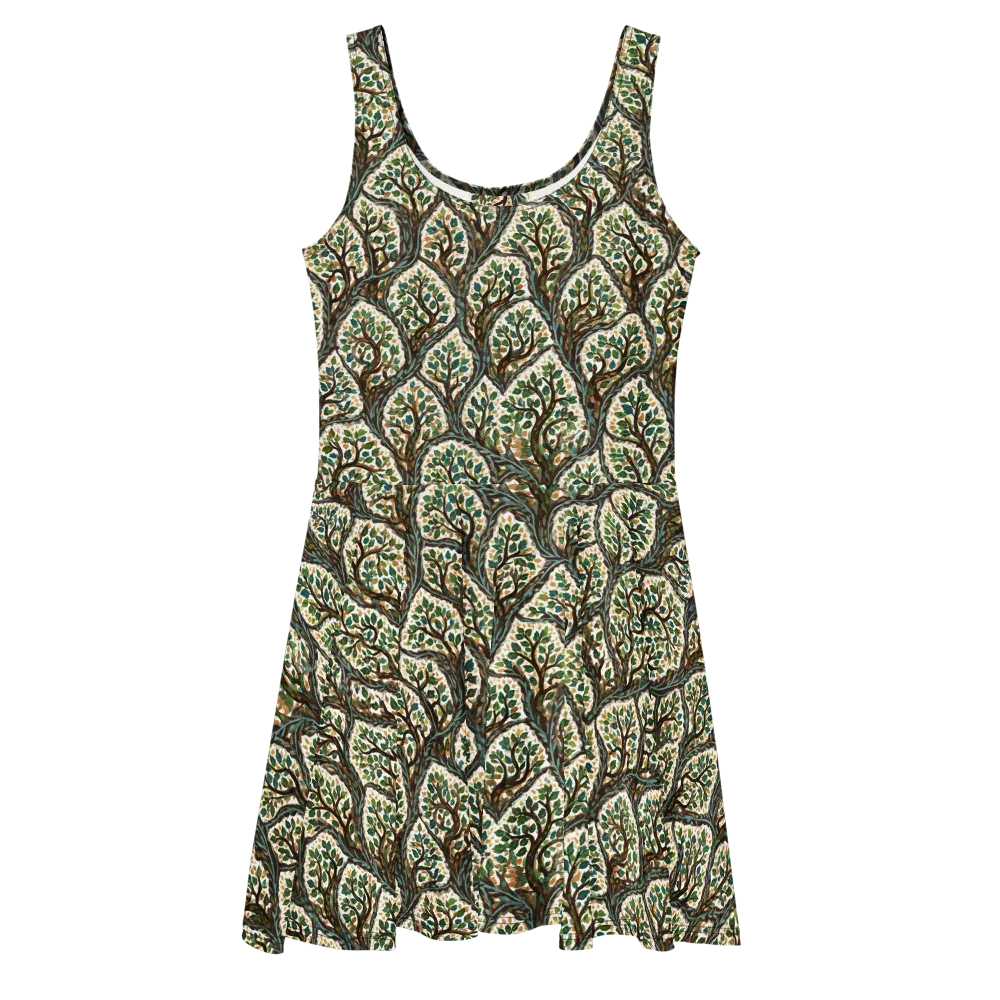 Verdant Filigree on Skater Dress — Front