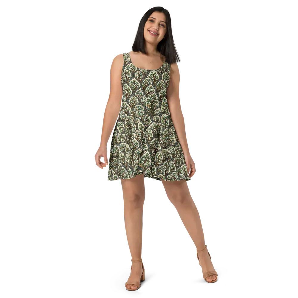 Verdant Filigree on Skater Dress — Front