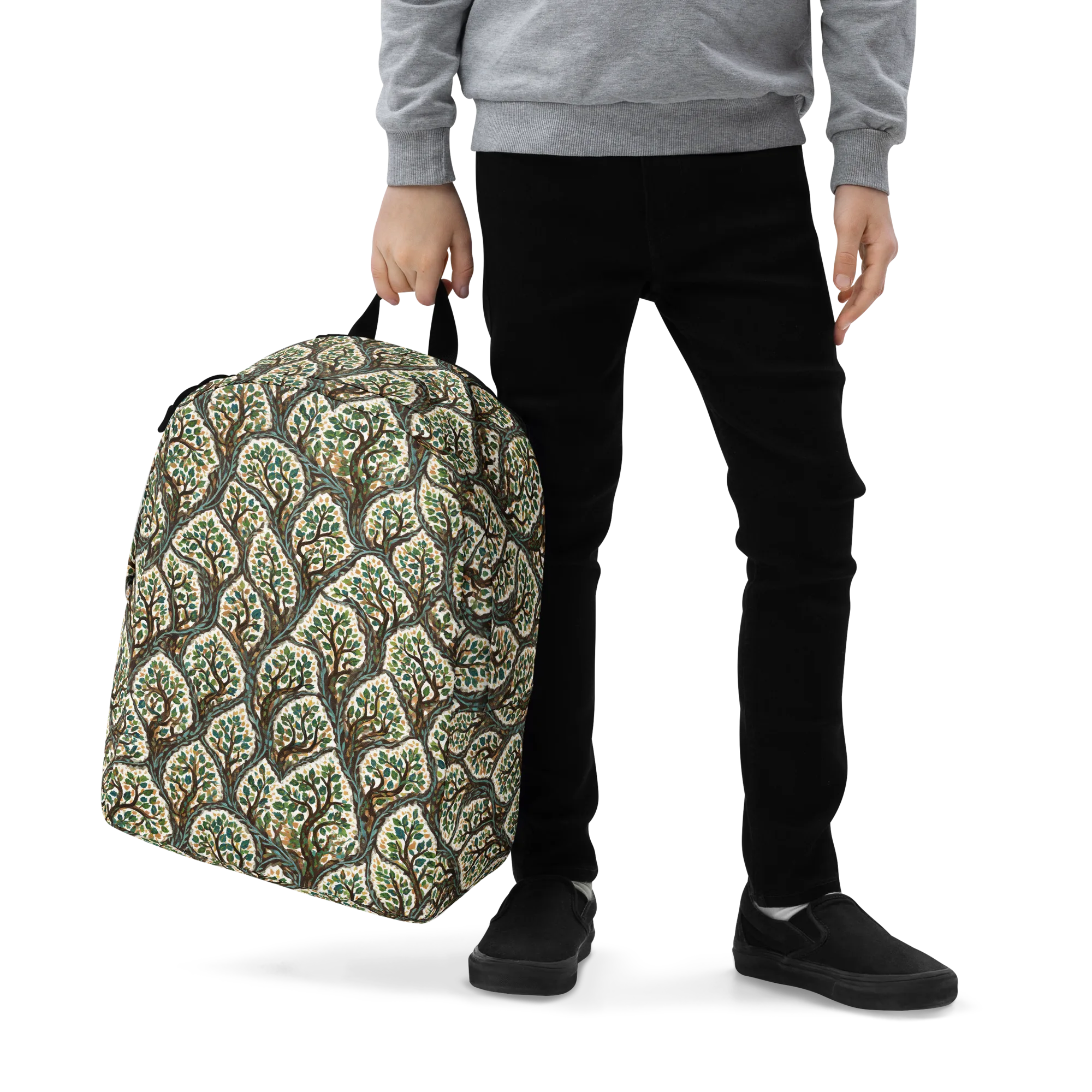 Verdant Filigree on Minimalist Backpack — Zoomed-in