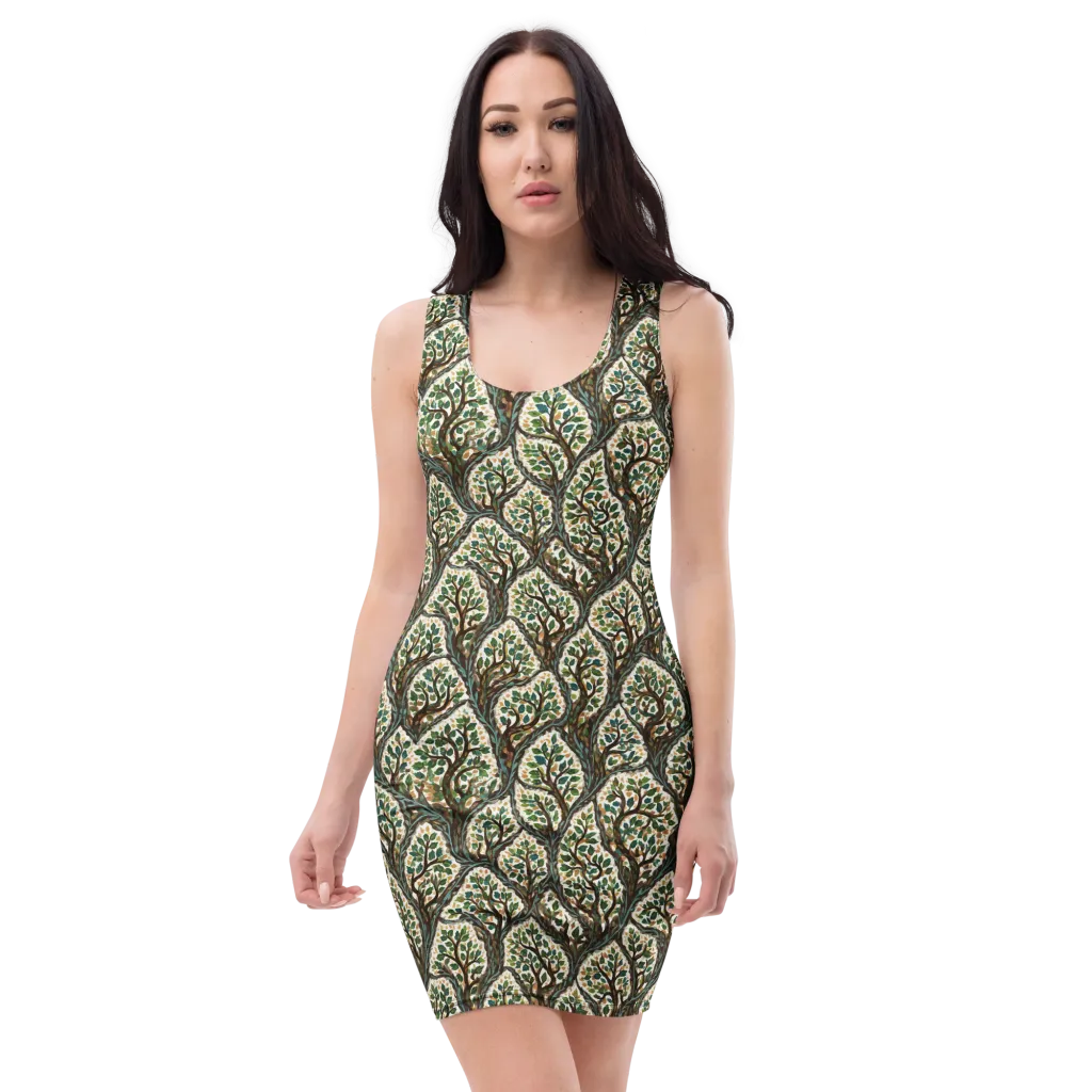 Verdant Filigree on Bodycon Dress — Front