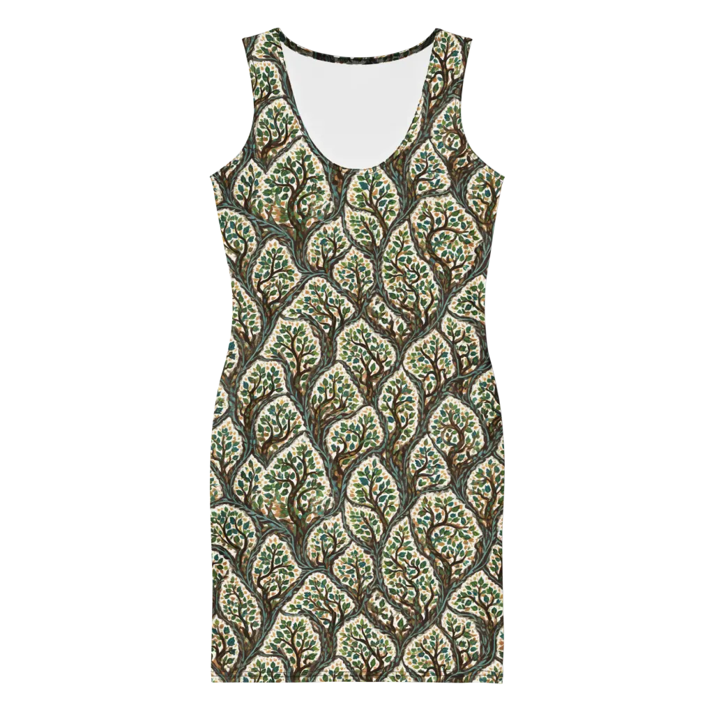 Verdant Filigree on Bodycon Dress — Front