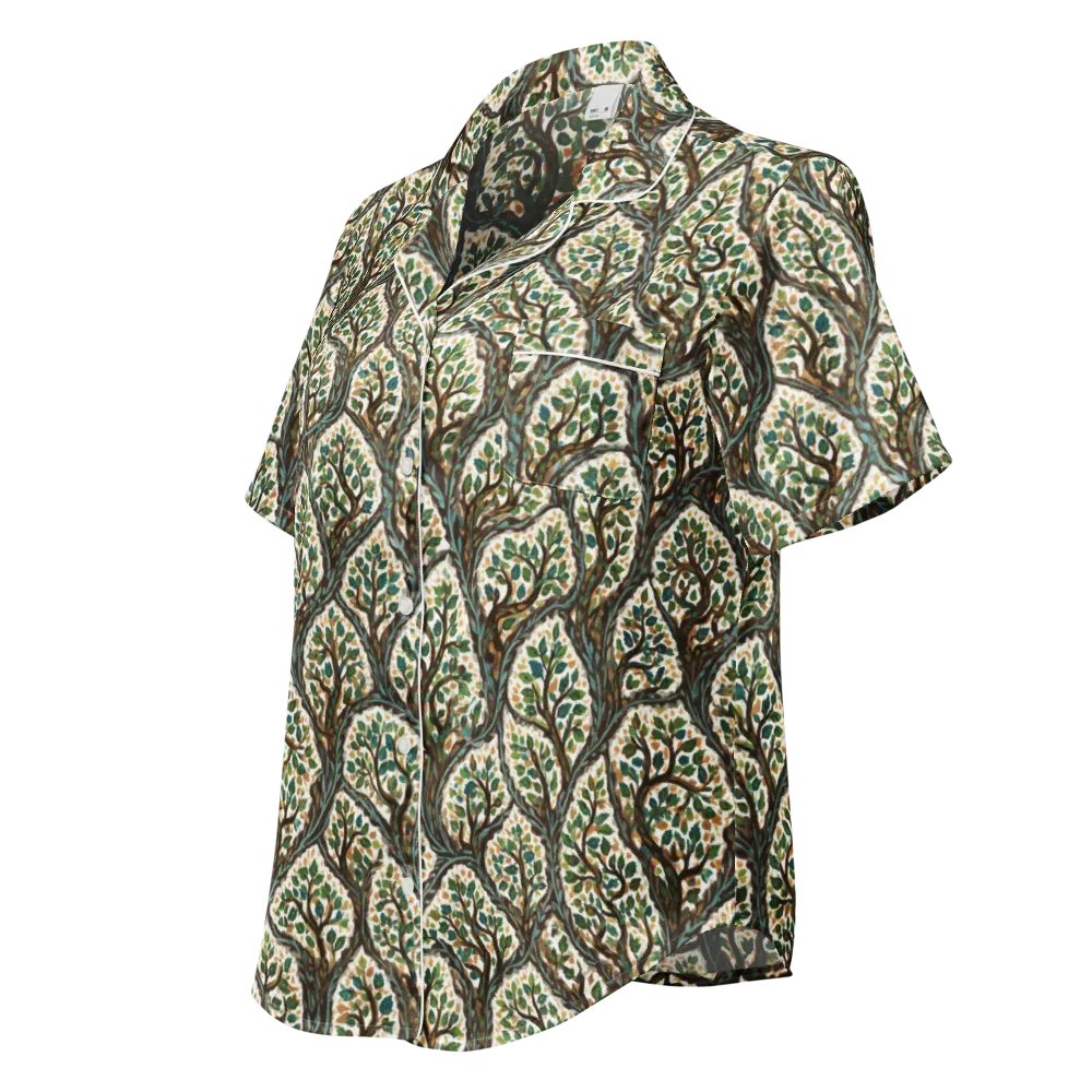 Verdant Filigree on Women's Short Sleeve Pajama Top — Left Front