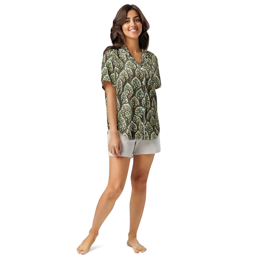 Verdant Filigree on Women's Short Sleeve Pajama Top — Front