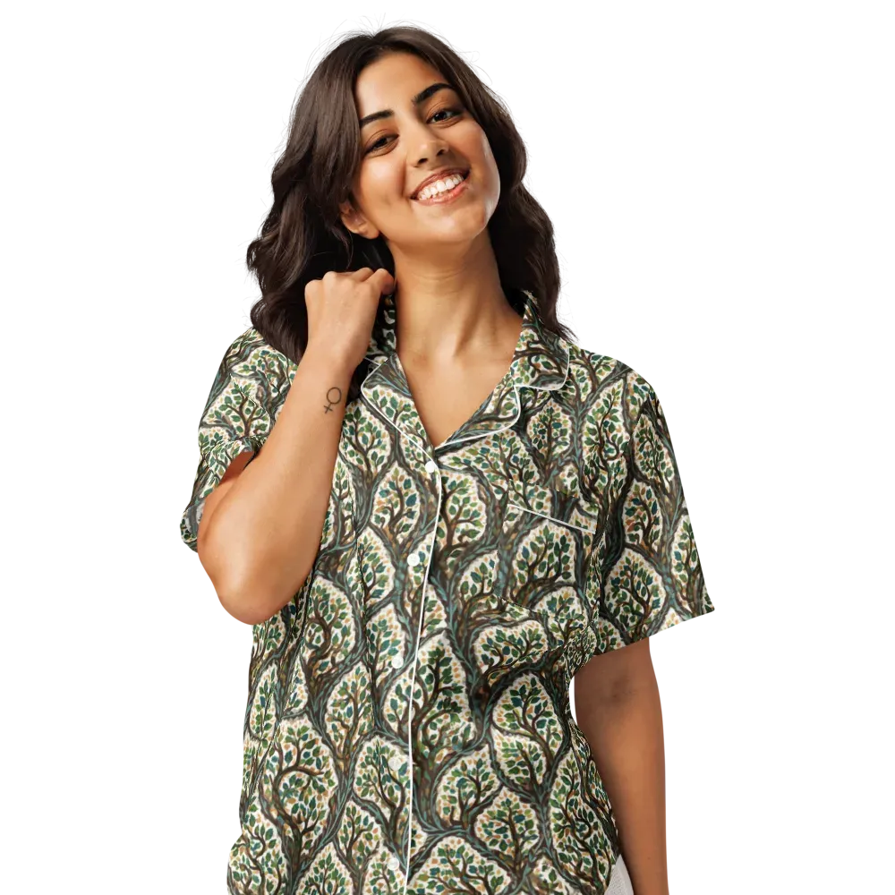 Verdant Filigree on Women's Short Sleeve Pajama Top — Front