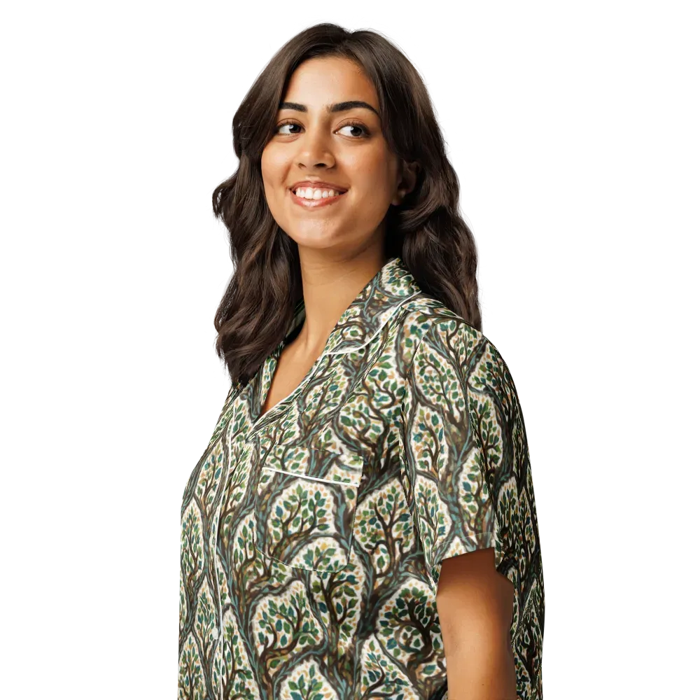 Verdant Filigree on Women's Short Sleeve Pajama Top — Left Front